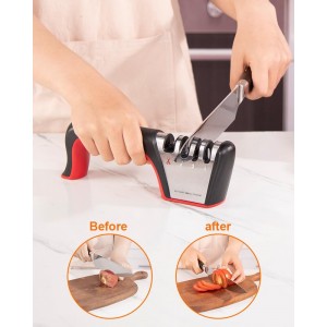 Brigii 4-in-1 Knife Sharpener, Kitchen Knife Accessories for Ceramic Knives, Steel Knives and Scissors, Aiding in Repair, Restoration, and Polishing of Blades