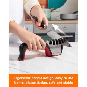 Brigii 4-in-1 Knife Sharpener, Kitchen Knife Accessories for Ceramic Knives, Steel Knives and Scissors, Aiding in Repair, Restoration, and Polishing of Blades