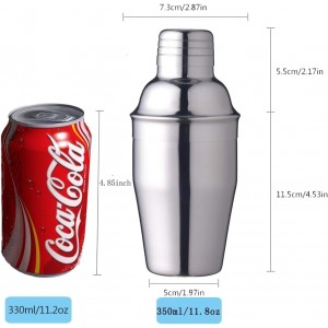 Zrorgons Stainless Steel Cocktail Shaker - Classic Martini Mixer with Built-in Strainer, Perfect for Home Bar or Bartender Gift - Compact and Portable 11.8oz (350ml) Size for Single Martinis