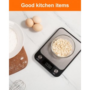 Brigii Food Scale,Digital Kitchen Scale, Stainless Steel, Weight in Grams, Ounces, Milliliters and Pounds, Ideal for Meal Prep, Cooking, and Baking