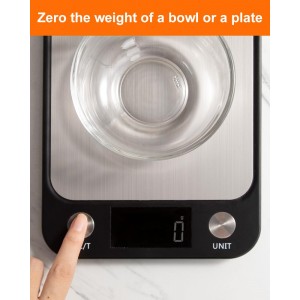 Brigii Food Scale,Digital Kitchen Scale, Stainless Steel, Weight in Grams, Ounces, Milliliters and Pounds, Ideal for Meal Prep, Cooking, and Baking