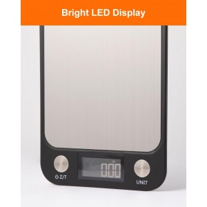 Brigii Food Scale,Digital Kitchen Scale, Stainless Steel, Weight in Grams, Ounces, Milliliters and Pounds, Ideal for Meal Prep, Cooking, and Baking