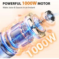 KOIOS Immersion Blender, 1000W Anti-scratch 3-in-1 Hand Blender, Upgraded 12 Speed Stainless Steel Blade Stick Blenders with Turbo Mode, Whisk and Milk Frother, Non-BPA