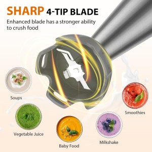 KOIOS Immersion Blender, 1000W Anti-scratch 3-in-1 Hand Blender, Upgraded 12 Speed Stainless Steel Blade Stick Blenders with Turbo Mode, Whisk and Milk Frother, Non-BPA