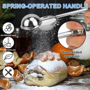 Flour Sifter Stainless Steel,3 Cup Flour Sifters for Baking,3 in1 Sifter for Baking with Powdered Sugar Shaker Duster, Flour Shaker Duster for Baking Cakes, Pastries, Pies, Cupcakes and Desserts
