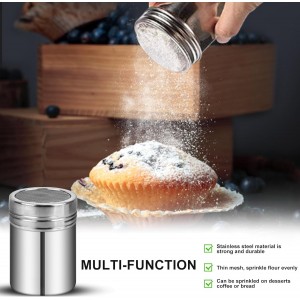Flour Sifter Stainless Steel,3 Cup Flour Sifters for Baking,3 in1 Sifter for Baking with Powdered Sugar Shaker Duster, Flour Shaker Duster for Baking Cakes, Pastries, Pies, Cupcakes and Desserts