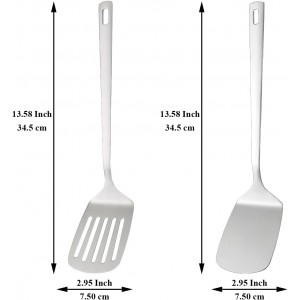 Kyraton Stainless Steel Spatulas Set, Silver Slotted Turner, Solid Turner, Kitchen Spatulas for Nonstick Cookware, Dishwasher Safe, Easy to Clean