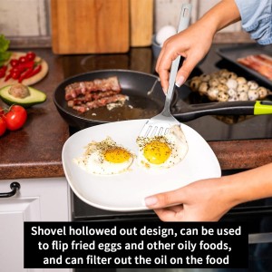 Kyraton Stainless Steel Spatulas Set, Silver Slotted Turner, Solid Turner, Kitchen Spatulas for Nonstick Cookware, Dishwasher Safe, Easy to Clean