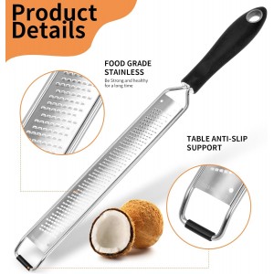 Lemon Zester Grater with Handle, Fine Graters for Kitchen, Cheese Grater Handheld, Hand Grater Zester Tool Stainless Steel