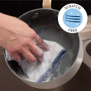 S&T INC. Dish Cloths for Washing Dishes, Microfiber Cleaning Cloth for Home, Blue/Plaid, 12 in. x 12 in., 6PK Includes 3X Dish Scrubber, 3X Solid Cloths