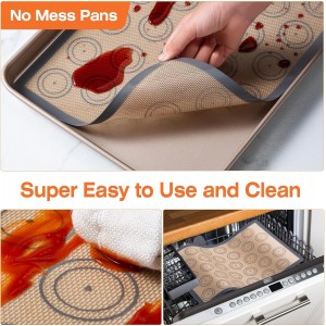 Angadona Macaron Silicone Baking Mats Kit (16pcs set) Macaroon Baking Mat Set of 2 Half Sheet Macaron Silicone Mat Nonstick Macaron Mat Sheet,6 Piping Tip,2 Piping Bag with 3 Bag Tie,2 coupler