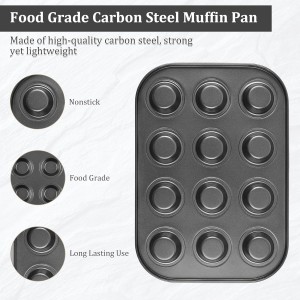 Mini Muffin Pan, Premium Small Cupcake Pans, Carbon Steel 12-Cup Muffin Tin, Versatile Non-Stick Bakeware