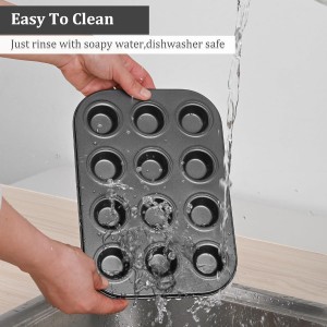 Mini Muffin Pan, Premium Small Cupcake Pans, Carbon Steel 12-Cup Muffin Tin, Versatile Non-Stick Bakeware