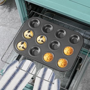 Mini Muffin Pan, Premium Small Cupcake Pans, Carbon Steel 12-Cup Muffin Tin, Versatile Non-Stick Bakeware