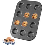 Mini Muffin Pan, Premium Small Cupcake Pans, Carbon Steel 12-Cup Muffin Tin, Versatile Non-Stick Bakeware