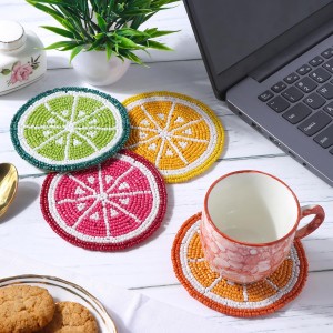 Glass Beads Coasters for Drinks - 12 Pcs Round 4 inch Drink Coaster Thick Absorbent Heat-Resistan - Used for Cold Hot Beverages Glasses Mugs Cups Plants Apartment Decor Bar Table - ALPHA Living HOME