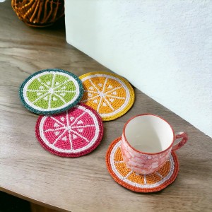 Glass Beads Coasters for Drinks - 12 Pcs Round 4 inch Drink Coaster Thick Absorbent Heat-Resistan - Used for Cold Hot Beverages Glasses Mugs Cups Plants Apartment Decor Bar Table - ALPHA Living HOME