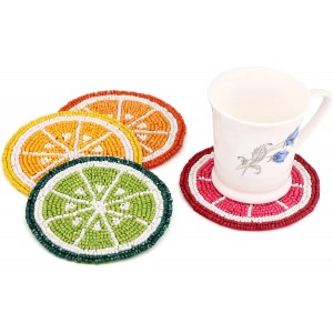 Glass Beads Coasters for Drinks - 12 Pcs Round 4 inch Drink Coaster Thick Absorbent Heat-Resistan - Used for Cold Hot Beverages Glasses Mugs Cups Plants Apartment Decor Bar Table - ALPHA Living HOME