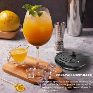 Black Cocktail Strainer for Drinks 2 Prong Hawthorne Strainer with Removable Spring Stainless Steel Bartending Strainer