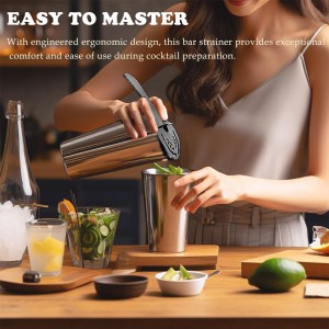 Black Cocktail Strainer for Drinks 2 Prong Hawthorne Strainer with Removable Spring Stainless Steel Bartending Strainer