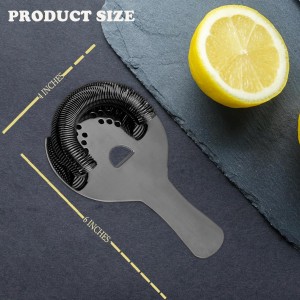 Black Cocktail Strainer for Drinks 2 Prong Hawthorne Strainer with Removable Spring Stainless Steel Bartending Strainer