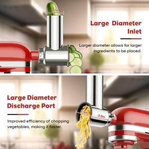 Stainless Steel Slicer Shredder Attachment for Kitchenaid Stand Mixer, Cheese Grater, Salad Maker Accessories for Kitchenaid Mixer, Grinding Powder with 4 Blades by FOCOLLK