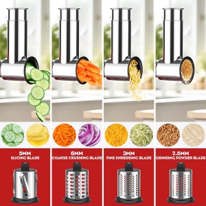 Stainless Steel Slicer Shredder Attachment for Kitchenaid Stand Mixer, Cheese Grater, Salad Maker Accessories for Kitchenaid Mixer, Grinding Powder with 4 Blades by FOCOLLK