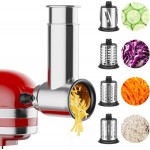 Stainless Steel Slicer Shredder Attachment for Kitchenaid Stand Mixer, Cheese Grater, Salad Maker Accessories for Kitchenaid Mixer, Grinding Powder with 4 Blades by FOCOLLK