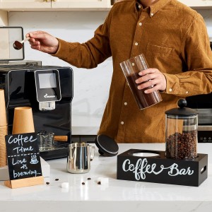 Yangbaga Glass Sugar Coffee Canister for Ground Coffee,2×55OZ Coffee Containers with Handle Shelf Coffee Bar Station Accessories Organizer Decor,Food Storage Jars with Iron Scoop for Kitchen