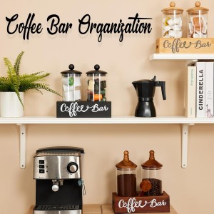 Yangbaga Glass Sugar Coffee Canister for Ground Coffee,2×55OZ Coffee Containers with Handle Shelf Coffee Bar Station Accessories Organizer Decor,Food Storage Jars with Iron Scoop for Kitchen