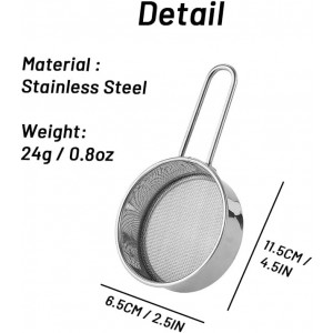 2 Pack Powdered Sugar Sifter - Flour Sifter for Baking - Mini Small Drainer for Baking, Powder, Sugar and Coffee Pastas Tea Strainer (Silver)