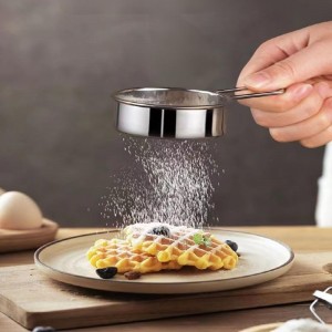 2 Pack Powdered Sugar Sifter - Flour Sifter for Baking - Mini Small Drainer for Baking, Powder, Sugar and Coffee Pastas Tea Strainer (Silver)