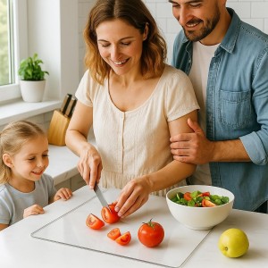 Acrylic Cutting Board with Counter Lip, Clear Cutting Boards for Countertop Protector, Non-Slip Cutting Board for Kitchen Counter, Aesthetic Kitchen Decor Gadgets House Warming Gifts(16.1"x12.5")
