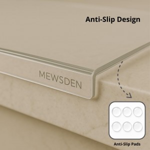 Acrylic Cutting Board with Counter Lip, Clear Cutting Boards for Countertop Protector, Non-Slip Cutting Board for Kitchen Counter, Aesthetic Kitchen Decor Gadgets House Warming Gifts(16.1"x12.5")