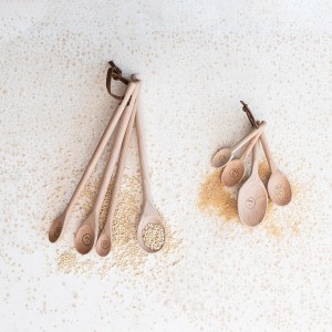 Creative Co-Op Long Carved Beech Wood Measuring Spoons, Natural, Set of 4