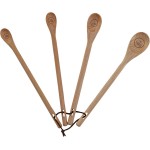 Creative Co-Op Long Carved Beech Wood Measuring Spoons, Natural, Set of 4
