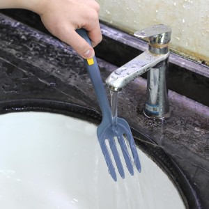 2pcs Silicone Cooking Forks, Multifunctional Cooking Fork Spaghetti Fork Heat Resistant Nonstick Blending Fork for Kitchen Cooking Baking Stir Mix Serving Utensils (Dark Blue, Lake Blue)