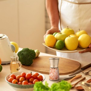 Stainless Steel Salt and Pepper Grinder Set of 2 - Pepper Mill & Salt Mill with Adjustable Coarseness - Glass Spice Shakers - Easy Clean Ceramic Grinders W/Funnel (2.6