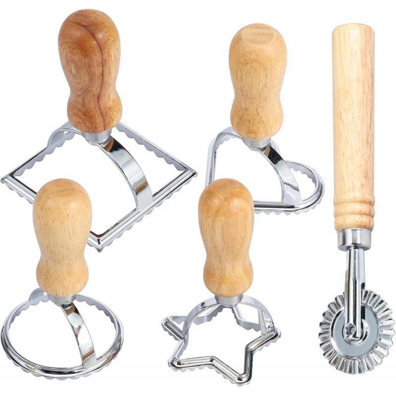 5Pcs Ravioli Maker Cutter, Aluminum Alloy Ravioli Stamp Maker Cutter, Ravioli Pasta Cutter, Ravioli Cutter Set, Ravioli Pasta Cutter Wheel Set, For Ravioli, Pierogi, Empanadas