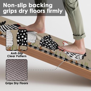 Anti-Fatigue Rooster Kitchen Rug Set of 2 Cushioned Chicken Rug for Floor, Farmhouse Standing Mat Waterproof Non-Slip Mat PVC Ergonomic Comfort Foam Kitchen Decor