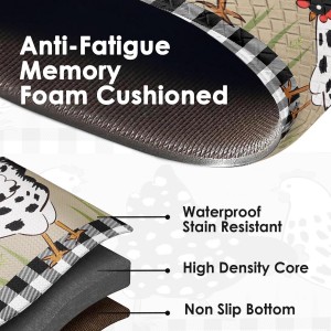 Anti-Fatigue Rooster Kitchen Rug Set of 2 Cushioned Chicken Rug for Floor, Farmhouse Standing Mat Waterproof Non-Slip Mat PVC Ergonomic Comfort Foam Kitchen Decor