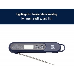 HENCKELS Meat Digital Thermometer, Instant Read BBQ Thermometer with Foldable Probe, Backlit Display and °C/°F Button, Grill Thermometer for Cooking, Smoking, Grilling & Turkey
