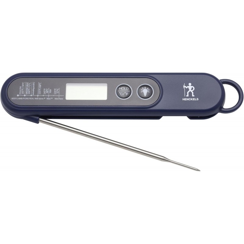 HENCKELS Meat Digital Thermometer, Instant Read BBQ Thermometer with Foldable Probe, Backlit Display and °C/°F Button, Grill Thermometer for Cooking, Smoking, Grilling & Turkey