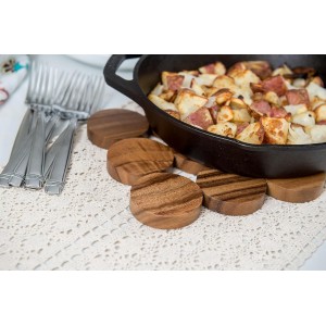 Lipper International Acacia Wood Dotted Trivet for Pots, Pans, and Hot Dishes, 8