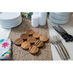 Lipper International Acacia Wood Dotted Trivet for Pots, Pans, and Hot Dishes, 8