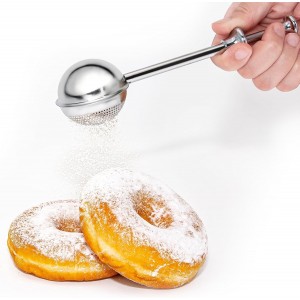 Flour Sifter, Stainless Steel Flour Sifter for Baking, One Handed Operation Baking Sifters, Great Flour Sieve Bakers Dusting Wand for Quick Sifting Cakes and Spices XVBITOR