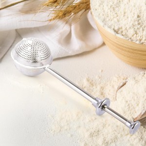 Flour Sifter, Stainless Steel Flour Sifter for Baking, One Handed Operation Baking Sifters, Great Flour Sieve Bakers Dusting Wand for Quick Sifting Cakes and Spices XVBITOR