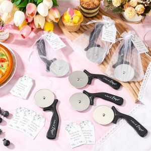 25 Set Wedding Party Favor for Guests Include a Slice of Love Stainless Steel Pizza Cutter Thank You Cards and Organza Gift Bags Pizza Cutter Wheels for Bridal Shower Return Gifts