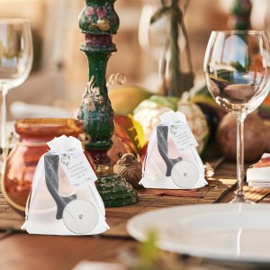25 Set Wedding Party Favor for Guests Include a Slice of Love Stainless Steel Pizza Cutter Thank You Cards and Organza Gift Bags Pizza Cutter Wheels for Bridal Shower Return Gifts
