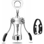 Powerful Wine Opener, Ergonomic Soft Touch Heavy Duty Manual Bottle Openers, Rust Resistant Zinc Alloy Winged Corkscrew, Easy Use, Open Corks, Dishwasher Safe, Bar Accessories